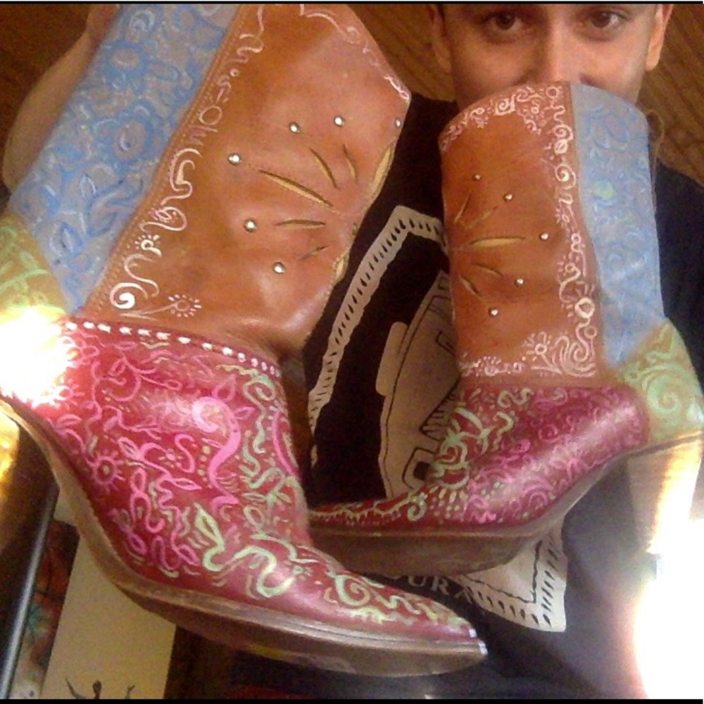 HAND PAINTED COWBOY BOOTS for people